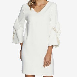 CeCe Bow-embellished Shift Dress Antique White